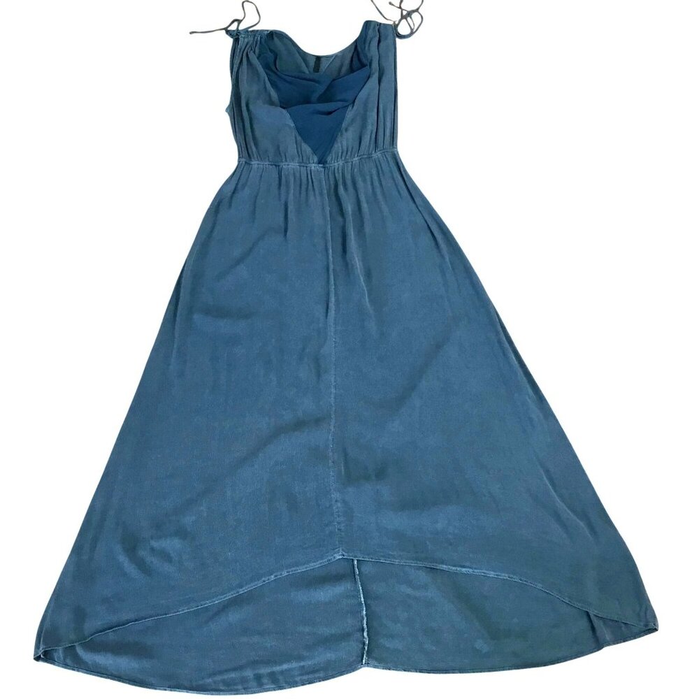 XCVI Distressed Cobalt Blue Maxi Dress S / M Asymmetrical Boho Resortwear USA